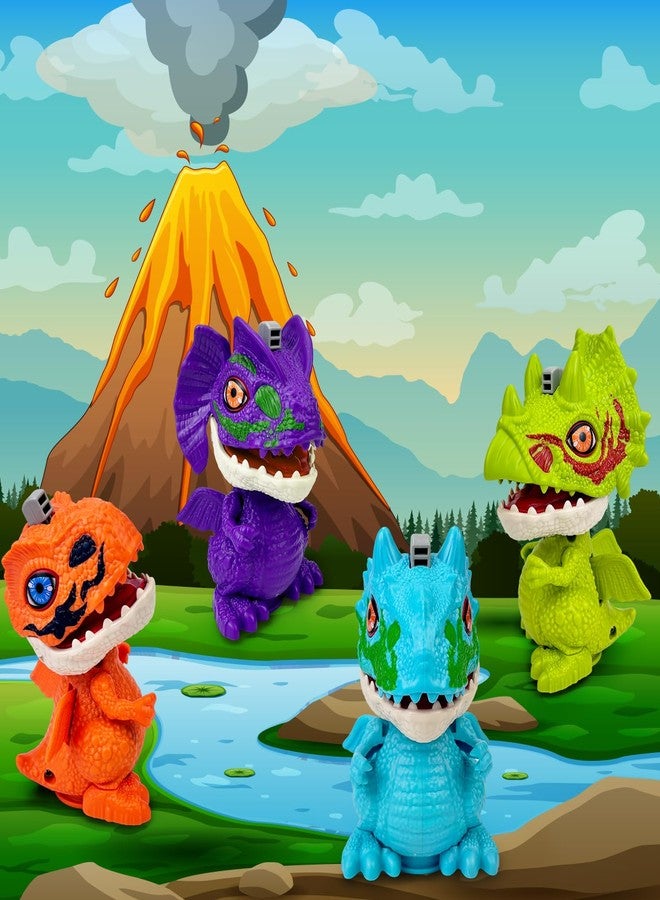 Leetous Dinosaur Toys Gifts for 3 5 6 7 8 Years Old Toddler Boys Girls, 4 Pack Christmas Wind up Spin & Flap Toys Stocking Stuffers, Xmas Birthday Hands-on Educational Fine Motor Skills & STEM for Kids Age 3+ - Image 3